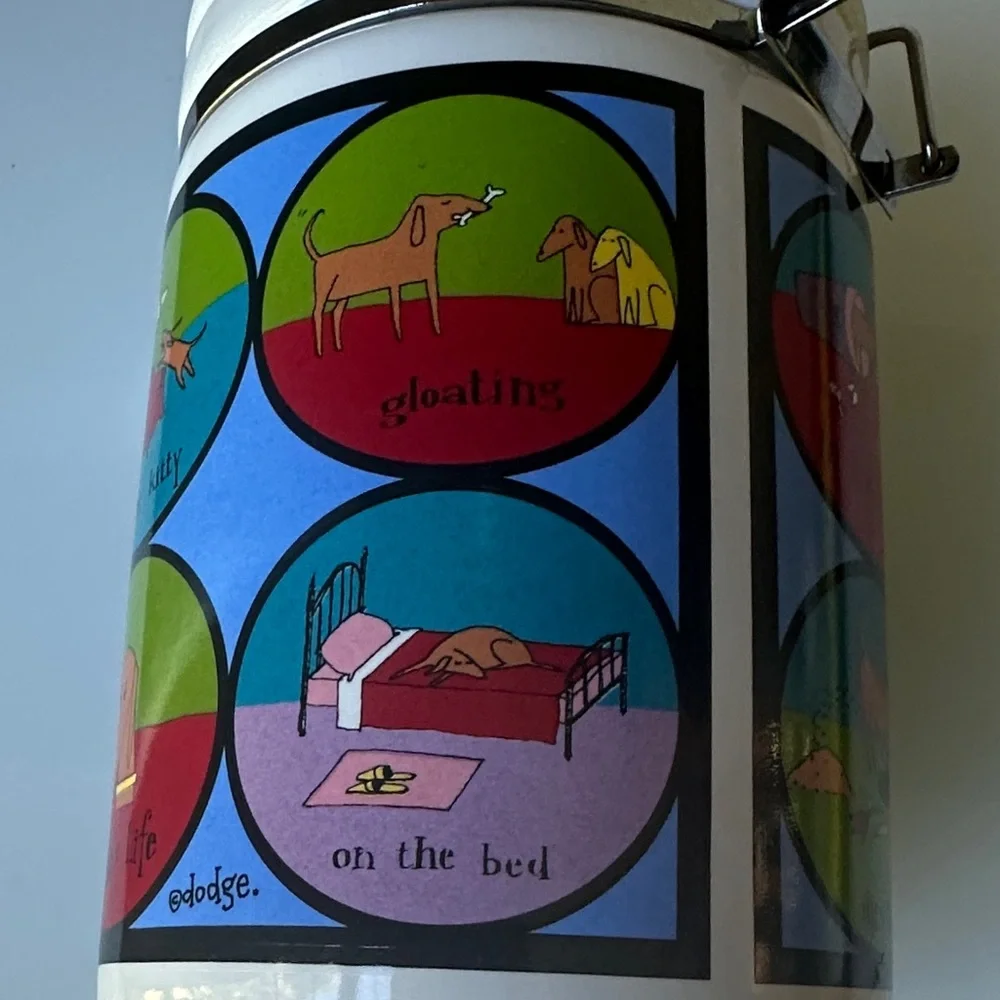 A Dog's Life by Ursula Dodge Design Ceramic Dog Food or Treat Container